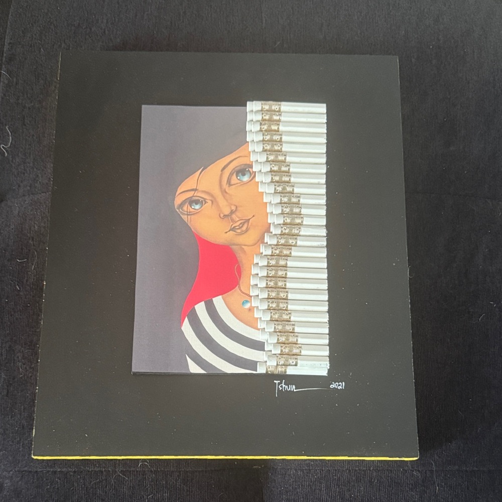 Original Abstract Art with Red and Black Accents